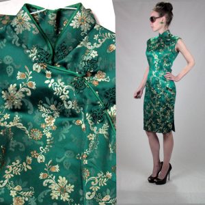 Alte Chinesische Kleid S Satin Grün Asiatischen Von