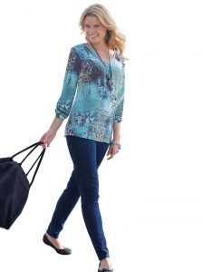 Ambria Longbluse In Blaubeigegemustert  Blusen Kaufen