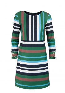 Ana Alcazar Langarm Kleid Rundhals Streifen Multicolor
