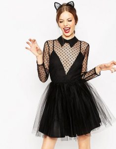 Asos Collection Asos Lace Netted Prom Mini Skater Dress