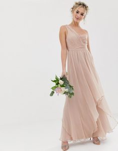 Asos Design Bridesmaid Soft Layer Maxi Dress With One
