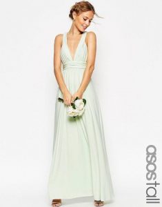 Asos Tall Wedding Ruched Double Strap Maxi Dress