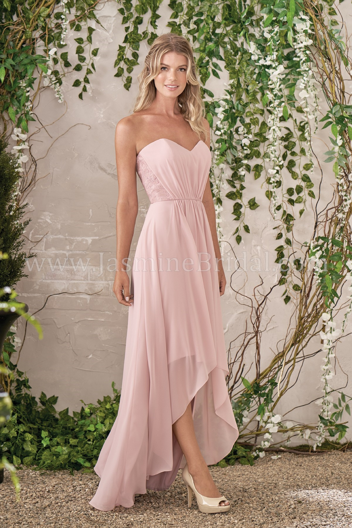 B193006 Sweetheart Neckline Poly Chiffon With Lace High