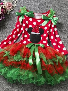 Baby Mädchen Grundlegend Punkt Weihnachten Langarm Kleid