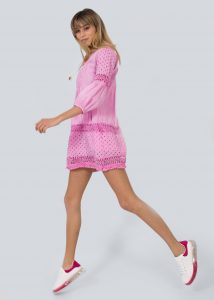 Baumwollkleid Mit Spitze Pink  Kleider  Bekleidung