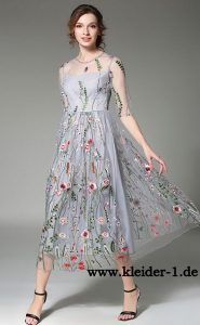 Besticktes Organza Blumenkleid Sommer Kleid  Kleider