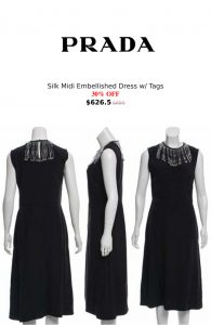 Black Prada Silk Sleeveless Midi Dress With Embellishments