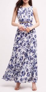 Blue  White Floral Maxi Dress  Schicke Kleidung