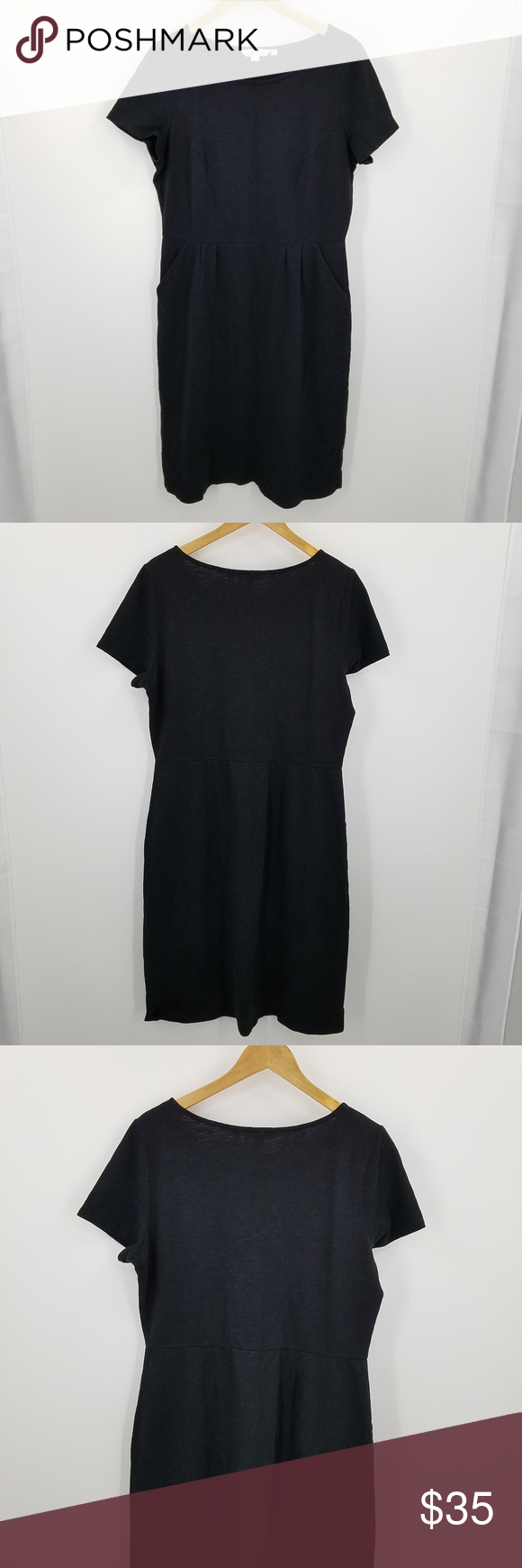 Boden Black Short Sleeve Shift Dress Size 12 In 2020