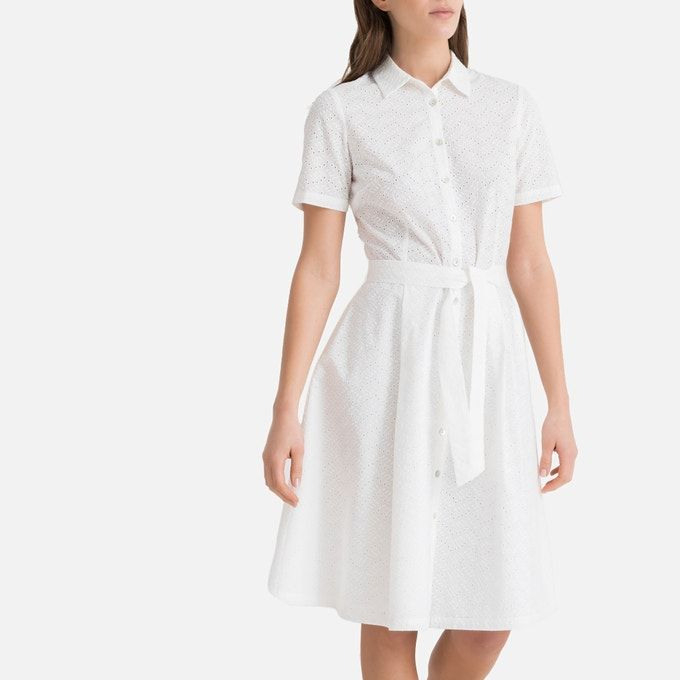 Broderie Anglaise Cotton Shirt Dress  White La Redoute