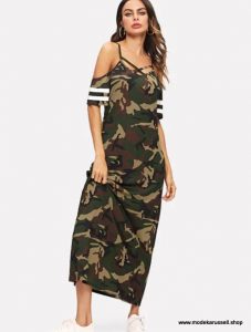 Camouflage Maxikleid Sommerkleid 2019  Kleider Für