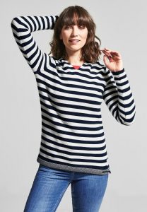Cecil  Hoodie Pullover Mit Print In Deep Blue  Pullover
