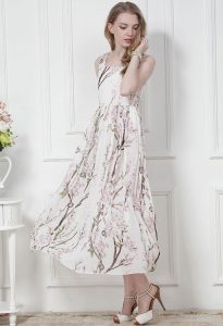Cherry Blossom Midi Kleid Weiß Xss  Born2Style Fashion Store