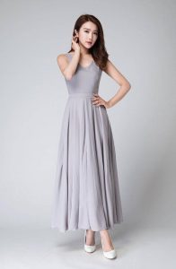 Chiffon Kleid Graues Kleid Sommerkleid Für Frauen  Etsy