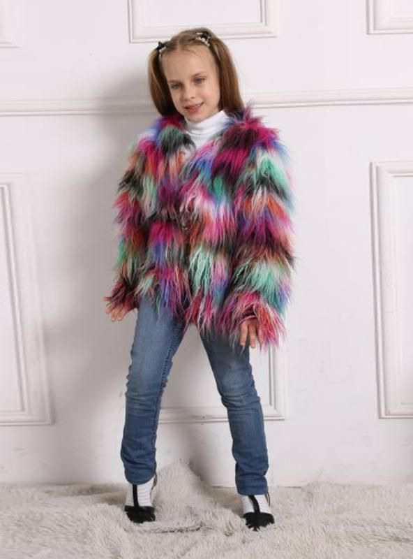 Children's Fur Colorful Fox Fur Girl's Coat In 2020  Girl