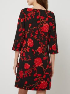 Comma Kleid Aus Krepp Mit Floralem Muster In Grau