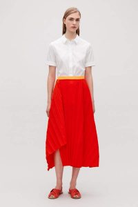 Cos Pleated Asymmetric Skirt  Skirts Womens Skirt Red