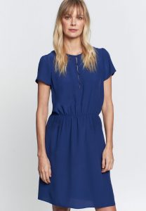Damen Krepp Midi Kleid Aus 100 Viskose Mittelblau 60