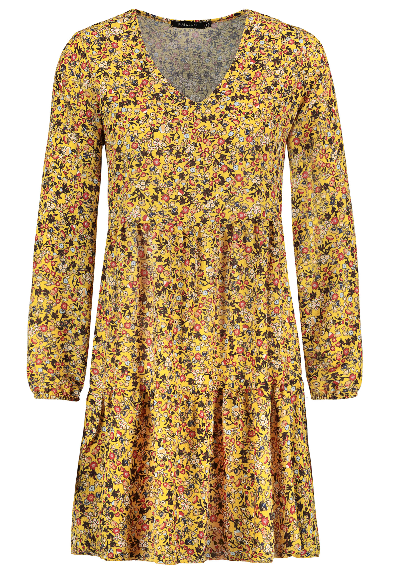 Damen Langarm Kleid Blumen Muster Print Herbst Kleider