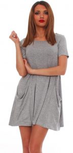 Damen Minikleid Longshirt Kleid Langarm Kurzarm Mit