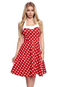 Damen Neckholder Vintage Rockabilly Kleid / Polka Dots
