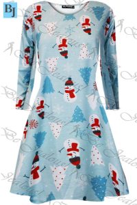Damen Weihnachten Mini Kittel Swing Kleid Santa Geschenk