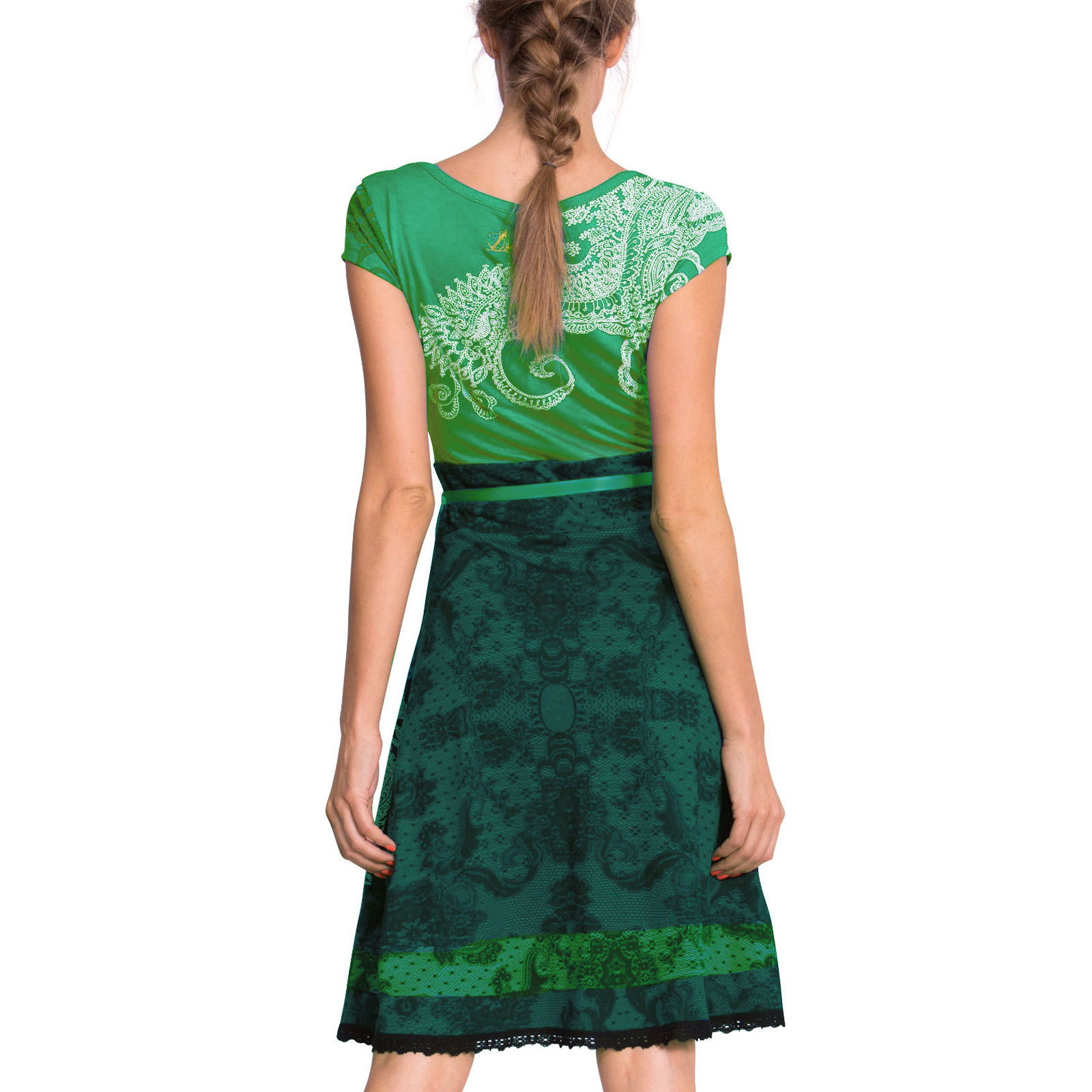 Desigual Liz Rep Dress Green Mckennan Sxxl New Summer