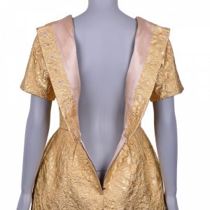 Dolce  Gabbana Glänzendes Jacquard Kleid Gold 40 S 07126