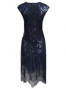 Dunkel Blau 1920Er Fransen Gatsby Flapper Kleid  Flapper