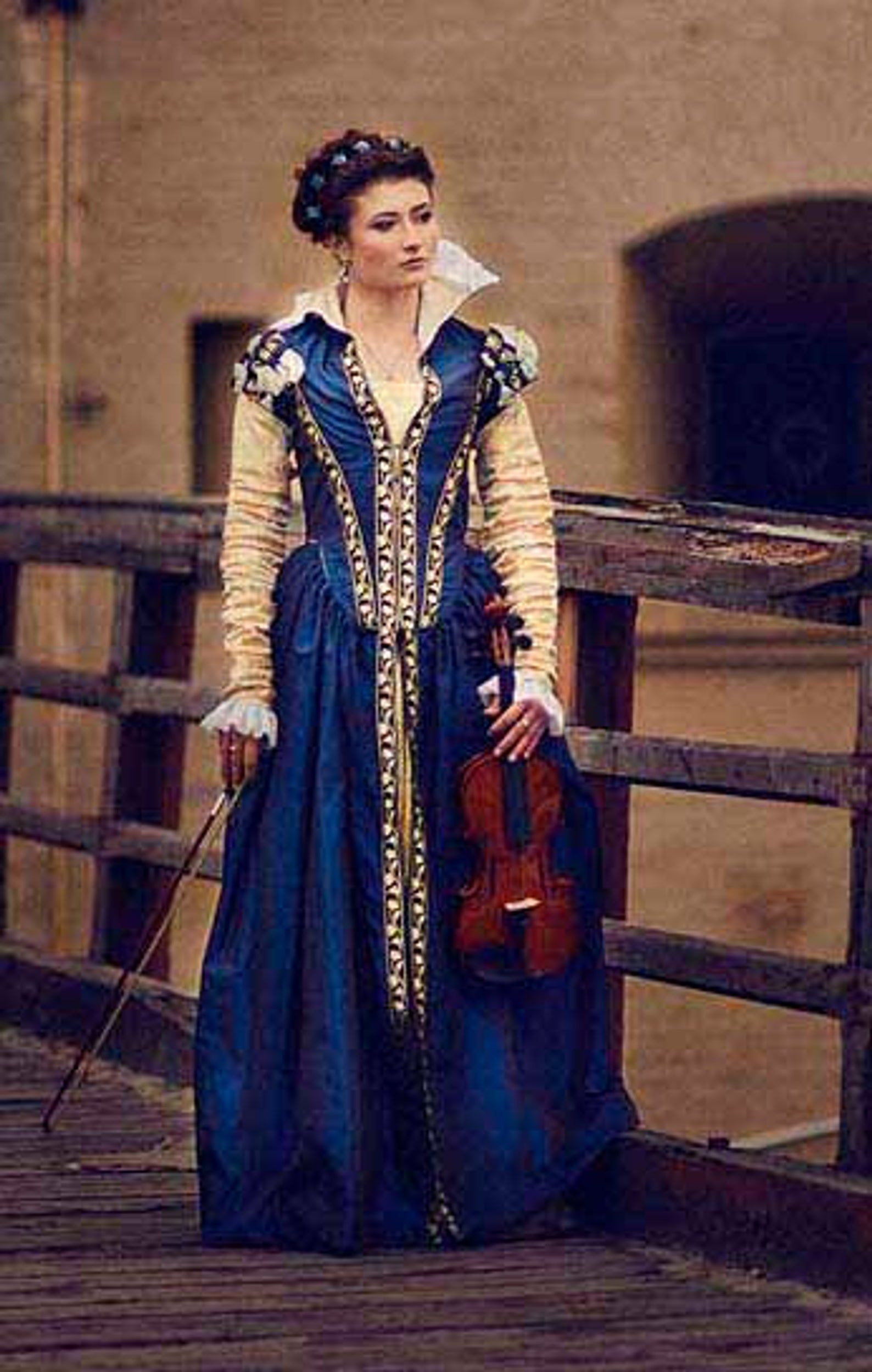 Dunkel Blau Taft Renaissance Kleid 16 Jahrhundert Italien
