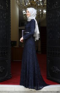 Dunkelblau Hijababendkleider 320603  Sefamerve