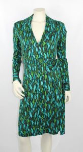 Dvf Diane Von Furstenberg Green Silk Print Jeanne Vintage