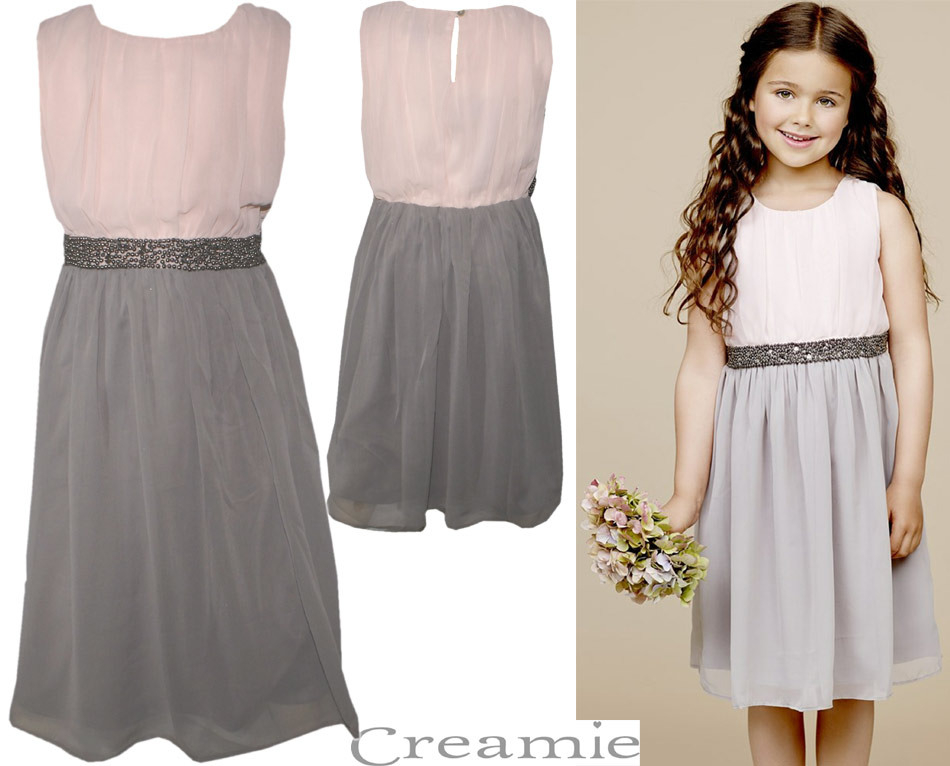 ♥Neu♥ Edel Romantisches Kleid In Zart Rosa / Grau Von