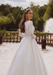 Einfache Hochzeitskleid Langarm Brautkleid Bescheidene