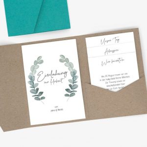 Einladung Hochzeit Eukalyptus Pocketfold