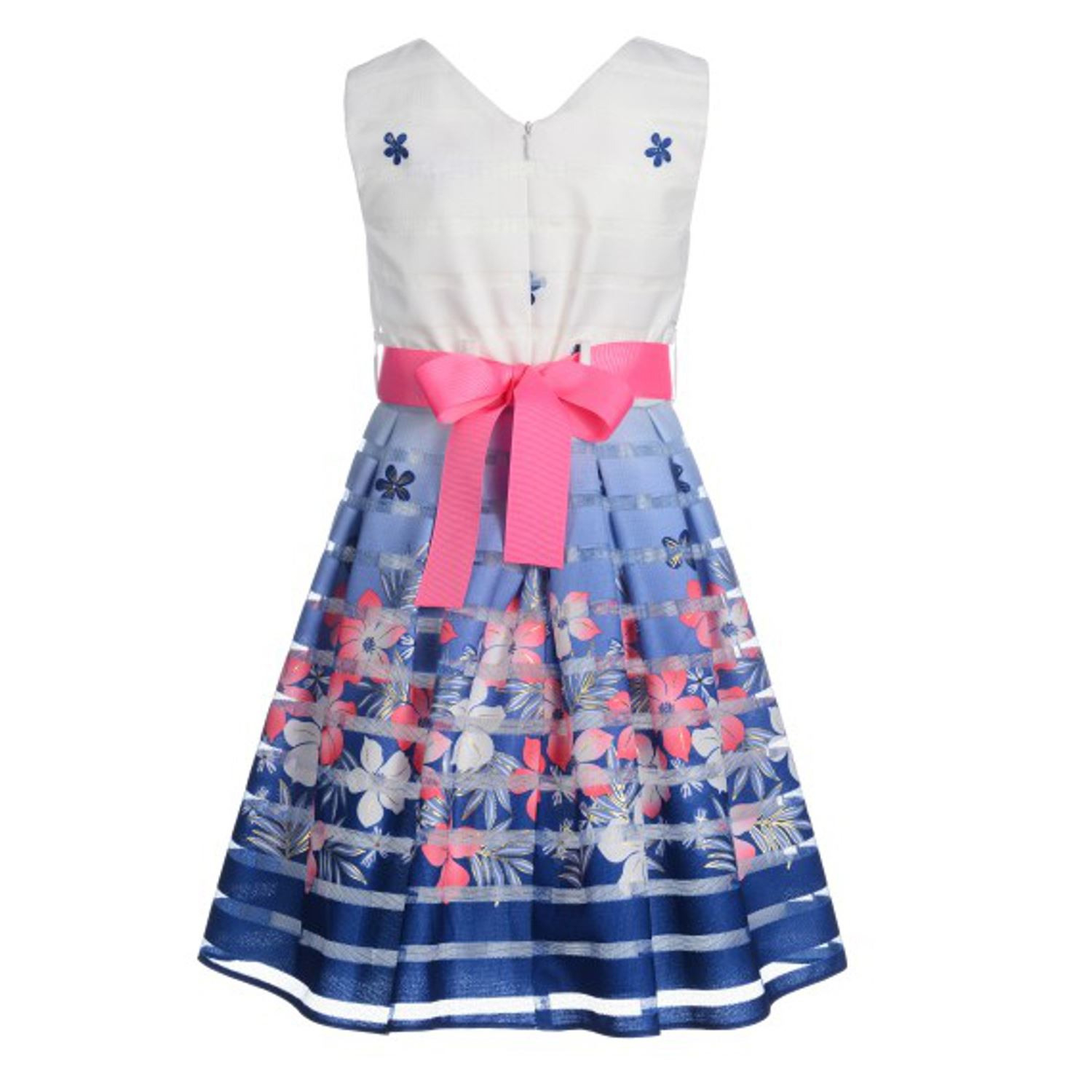 Eisend Mädchen Festkleid Sommer Kleid Mit Blumen Blau
