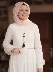 Ekru  Rundhalsausschnitt  Mit Innenfutter  Hijab Kleid