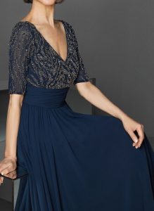 Elegant Color Block Sequins Vneckline Xline Dress