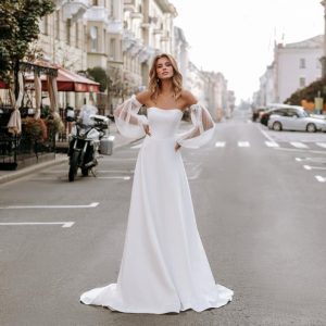 Elegante Ärmel Klassische Boho Hochzeit Kleid Erröten Weiß