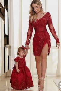 Elegante Rote Abendkleider Kurz Mini Mutter Abendmoden