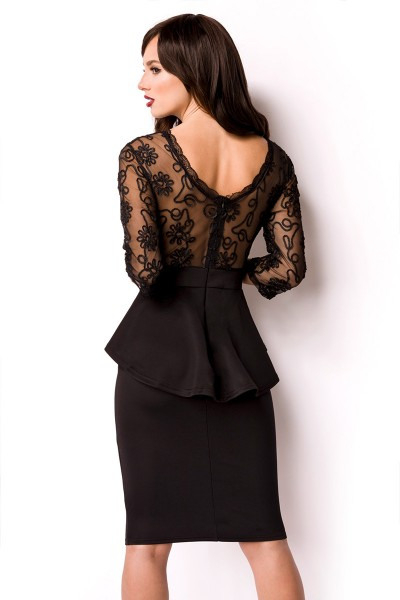 Elegantes Kleid Mit Asymmetrischen Schößchen Schwarz
