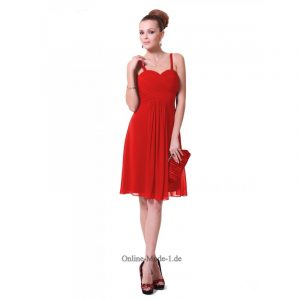 Elegantes Rotes Rüschen Chiffon Brautjungfern Kleid Kleid