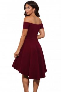 Elegantes Schulterfreies Kleid Cicci Rot  Bekleidung Für