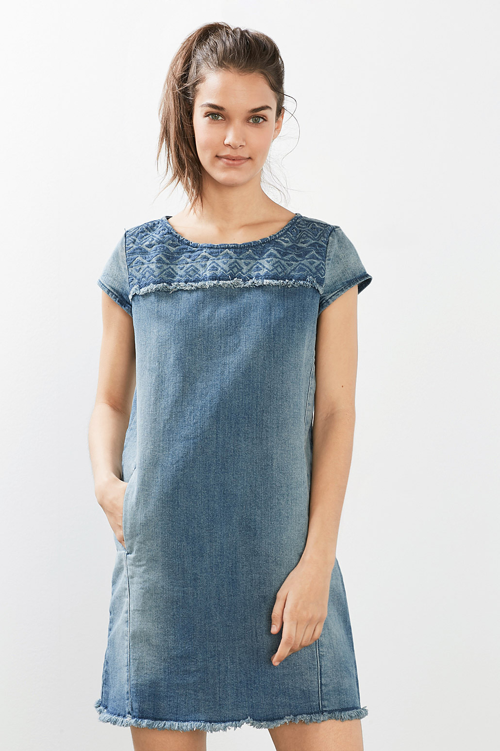 Esprit  Besticktes Kleid Aus Stretchdenim Im Online Shop