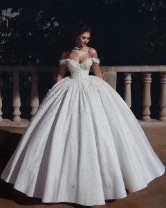 Fashion Hochzeitskleider Prinzessin Creme Bodenlang