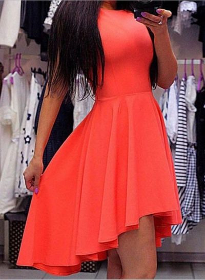 Fashion Sleeveless High Low Party Dress Oasap Orange