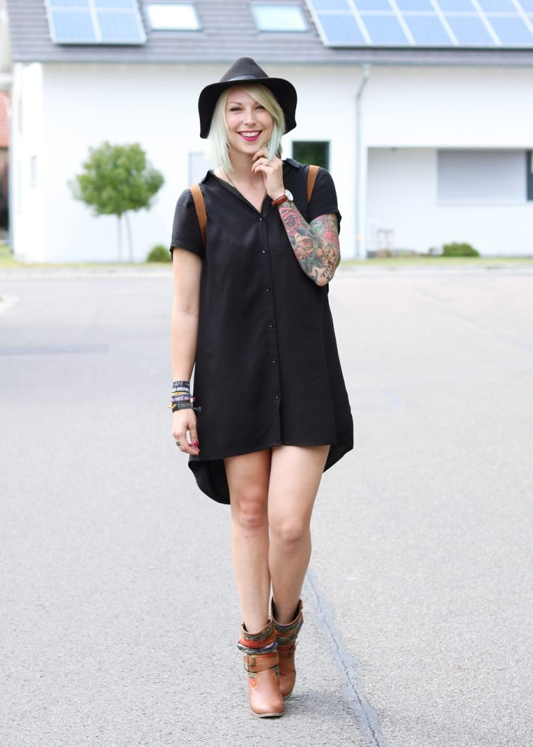 Fashionbloggerin Outfit Blusenkleid Zara Ethnoboots