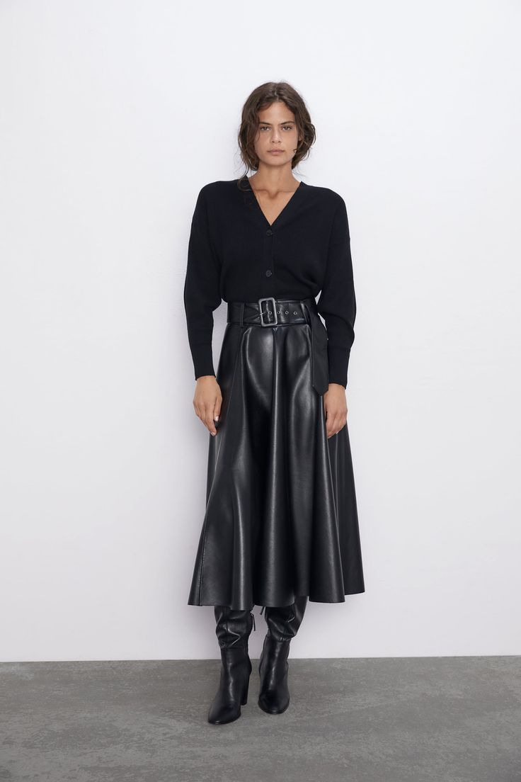 Faux Leather Skirt With Belt  New Inwoman  Zara United