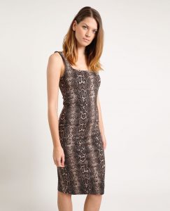 Figurbetontes Kleid Mit Pythonprint Khaki  781306E15I0E
