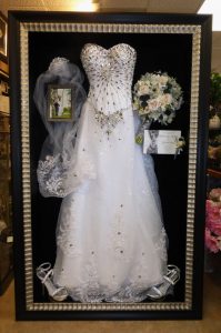 Framed Wedding Dress And Preserved Freezedried Bouquet